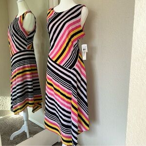 Nicole Miller Striped Asymmetrical Dress size 12